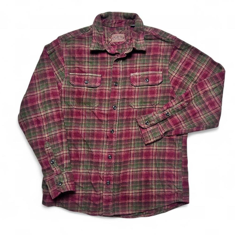 Orvis Vintage Y2k Red Thick Cotton Plaid Flannel Lumberjack Button Shirt Medium